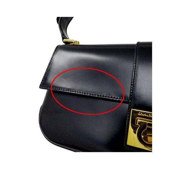 Pre Loved Salvatore Ferragamo Black Leather Gancini Shoulder Bag - Picture 9 of 12